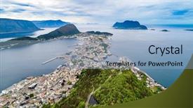  Presentation with architecture city - PPT theme featuring it is a sea port background and a light blue colored foreground