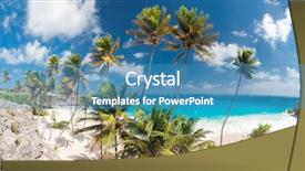  Presentation with paradise island - Amazing presentation theme having it is a tropical paradise backdrop and a teal colored foreground