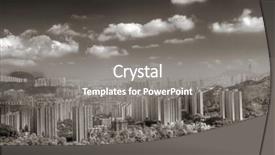  Presentation with buildings - Presentation theme featuring it is skyline with buildings near mountain in hong kong background and a gray colored foreground