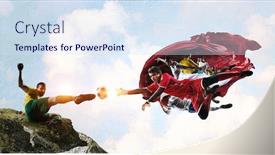  Presentation with religion religion - Beautiful PPT theme featuring it is soocer game religion backdrop and a sky blue colored foreground