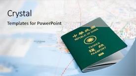  Presentation with passport travel - Theme having it is taiwan passport background and a sky blue colored foreground