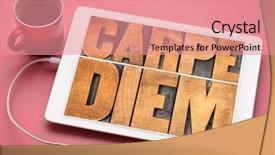  Presentation with existential - Theme featuring letterpress wood type printing blocks background and a coral colored foreground