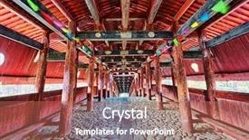  Presentation with traditional wood - PPT layouts having it is traditional chinese corridor background and a  colored foreground