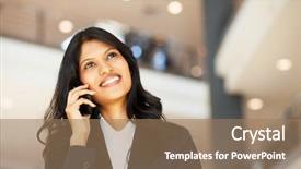  Presentation with talking on phone - Cool new slides with it professional - attractive young asian businesswoman talking backdrop and a coral colored foreground