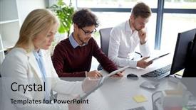  Presentation with technology - Presentation enhanced with it professional - business technology break and people background and a light gray colored foreground