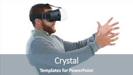  Presentation with virtual reality - PPT theme having it professional - male executive using virtual reality background and a seafoam green colored foreground