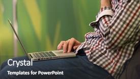  Presentation with computer workshop - Beautiful presentation featuring it student on workshop listening presentation and taking notes on laptop computer backdrop and a tawny brown colored foreground