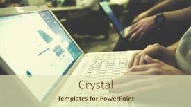  Presentation with computer workshop - Amazing slide deck having it students on workshop listening presentation and taking notes on laptop computer backdrop and a soft green colored foreground