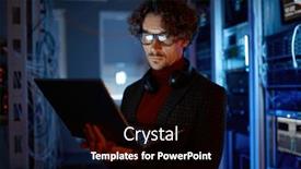  Presentation with servers - Presentation enhanced with it-technician-checking-the-servers background and a  colored foreground