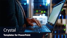  Presentation with servers - Slide set with it-technician-checking-the-servers background and a  colored foreground