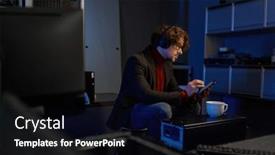  Presentation with using digital tablet - Presentation design having it-technician-using-digital-tablet background and a wine colored foreground