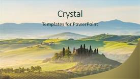  Presentation with foggy - Presentation theme consisting of italia - beautiful foggy landscape in tuscany background and a light blue colored foreground