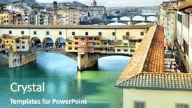  Presentation with italy - PPT theme having italia - bridge ponte vecchio in florence background and a teal colored foreground