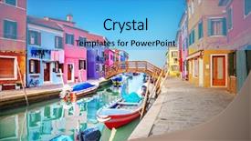  Presentation with gingerbread house decorated colorful candies - Amazing slide deck having italia - colorful houses in burano venice backdrop and a light blue colored foreground