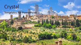  Presentation with italy - Presentation theme having italia - landscapes of italy medieval san background and a light blue colored foreground