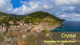  Presentation with compass italy - Presentation design featuring italia - vernazza in cinque terre background and a  colored foreground