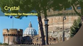  Presentation with map navigation seas italy - PPT theme having geography italian - italy rome castel sant'angelo castel background and a tawny brown colored foreground