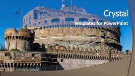  Presentation with octagon in italy - Beautiful PPT theme featuring geography italian - italy rome castel sant'angelo backdrop and a teal colored foreground