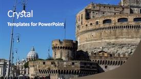  Presentation with geography - Audience pleasing slide set consisting of geography italian - italy rome castel sant'angelo backdrop and a teal colored foreground
