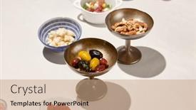 Presentation with white green - PPT theme with italian-antipasti-from-olives-mix background and a coral colored foreground