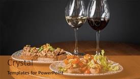  Presentation with snacks - PPT theme consisting of italian-antipasti-wine-snacks-set background and a gold colored foreground