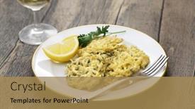  Presentation with italian - Theme enhanced with italian-baby-sardine-fritters-frittelle background and a coral colored foreground