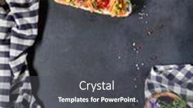  Presentation with italian food - Slide deck enhanced with italian-bruschetta-antipasto-grilled-bread background and a dark gray colored foreground