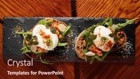  Presentation with mozzarella cheese - Theme consisting of italian-bruschetta-with-roasted-tomatoes background and a wine colored foreground