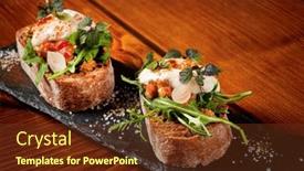  Presentation with mozzarella cheese - Slide deck enhanced with italian-bruschetta-with-roasted-tomatoes background and a tawny brown colored foreground