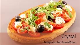  Presentation with italian food cooking tomatoes basil - Cool new slide deck with italian bruschetta with tomato mozzarella backdrop and a  colored foreground