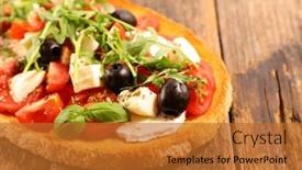  Presentation with olive - Slide deck with italian-bruschetta-with-tomato-olive background and a red colored foreground
