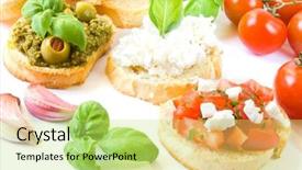  Presentation with italian - Cool new presentation theme with international food - italian bruschetta backdrop and a yellow colored foreground