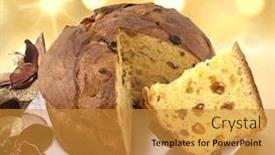  Presentation with cake - PPT theme having italian-cake-named-panettone-typical background and a gold colored foreground