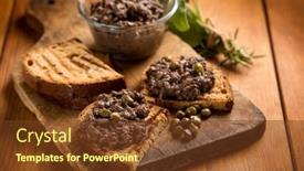  Presentation with liver - PPT layouts enhanced with italian-canape-with-liver-pate background and a tawny brown colored foreground