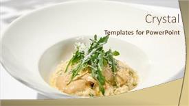  Presentation with white cheese - Slide deck having italian-cheese-risotto-on-white background and a sky blue colored foreground