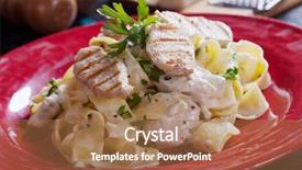  Presentation with chicken little chicks - PPT layouts having italian chicken alfredo pappardelle pasta background and a  colored foreground