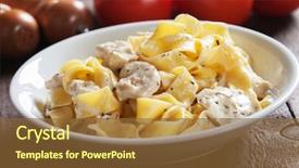  Presentation with pasta sauce - Audience pleasing slide set consisting of italian chicken alfredo pappardelle pasta backdrop and a  colored foreground