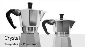  Presentation with coffee recucle - Amazing PPT theme having italian coffee maker backdrop and a light gray colored foreground