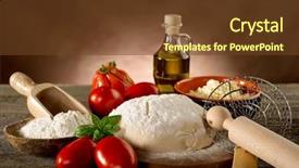  Presentation with italian cuisine - PPT theme consisting of italian cuisine - ingredients for homemade pizza background and a tawny brown colored foreground