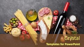  Presentation with italian cuisine - Theme with italian-cuisine-food-ingredients-pasta background and a tawny brown colored foreground