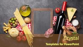  Presentation with italian cuisine - Beautiful slide set featuring italian-cuisine-food-ingredients-pasta backdrop and a tawny brown colored foreground