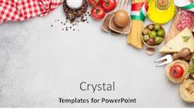  Presentation with italian cuisine - PPT theme having italian-cuisine-food-ingredients-pasta background and a white colored foreground