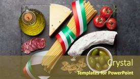  Presentation with italian cuisine - PPT layouts consisting of italian-cuisine-food-ingredients-pasta background and a tawny brown colored foreground