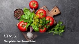  Presentation with italian cuisine - Audience pleasing slide deck consisting of italian-cuisine-ingredients-garden-tomatoes backdrop and a dark gray colored foreground