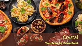  Presentation with pizza pasta - Presentation design having italian-cuisine-pasta-pizza-olives background and a tawny brown colored foreground