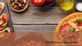  Presentation with italian cuisine - Presentation having italian-cuisine-pepperoni-pizza background and a red colored foreground