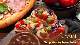  Presentation with italian cuisine - PPT theme featuring italian-cuisine-pepperoni-pizza background and a tawny brown colored foreground