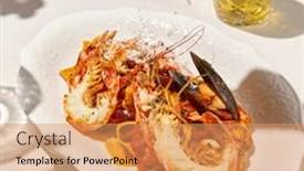  Presentation with italian cuisine - PPT theme enhanced with italian-cuisine-seafood-pasta background and a  colored foreground