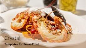  Presentation with italian cuisine - PPT theme with italian-cuisine-seafood-pasta background and a coral colored foreground