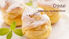  Presentation with pastry cream - Slide set consisting of italian dessert - bigne stuffed with pastry cream background and a lemonade colored foreground